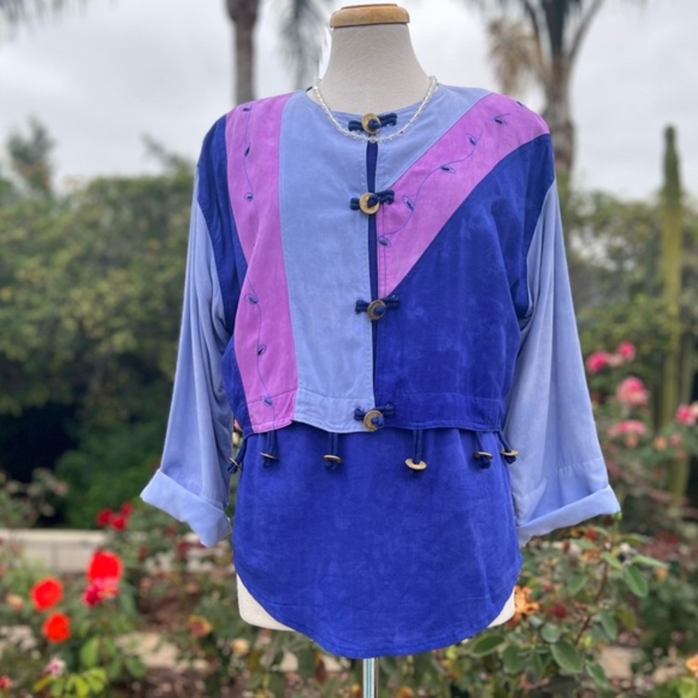 Vintage 90s Native Wear Patchwork Embroidered Jac… - image 1